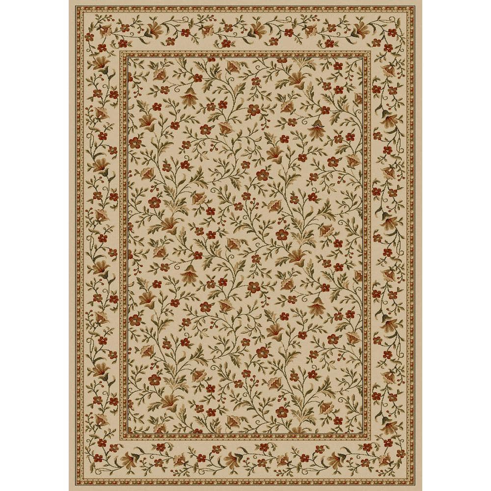 Como Ivory 5 ft. x 7 ft. Traditional Floral Area Rug - Hercitys