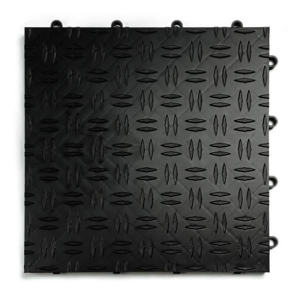 Diamond Black 12 in. x 12 in. x 0.5 in. Modular Garage Flooring Tile 48 Pack Covers 48 sq. ft. - Hercitys