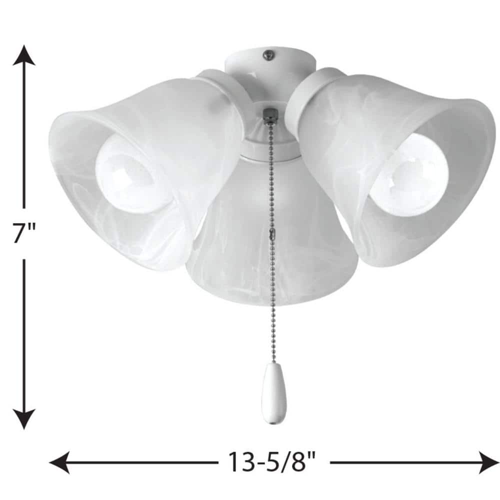 Fan Light Kits Collection 3-Light White Ceiling Fan Light Kit - Hercitys