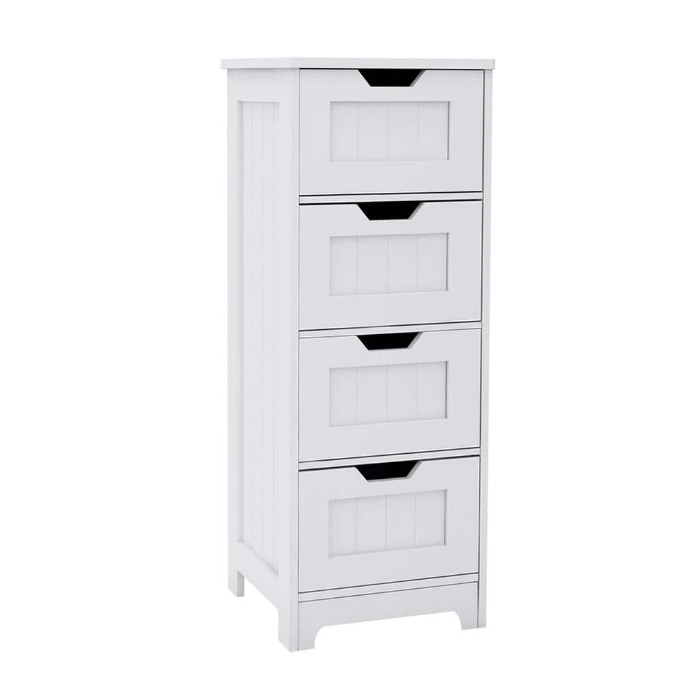 White Freestanding Storage Cabinet with 4 Drawers, Suitable for Bathroom, Living Room, Kitchen - Hercitys