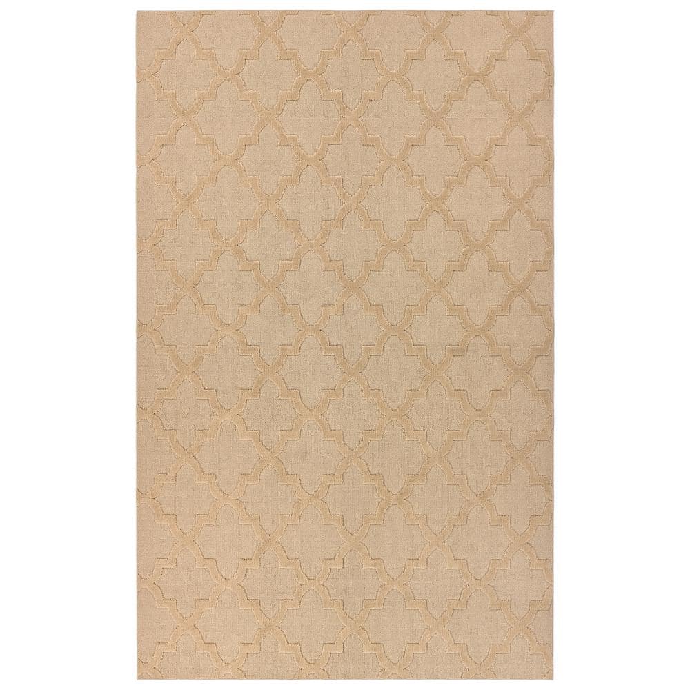 Quatro Tan 9 ft. x 12 ft. Quatrefoil Polypropylene Rectangle Area Rug - Hercitys