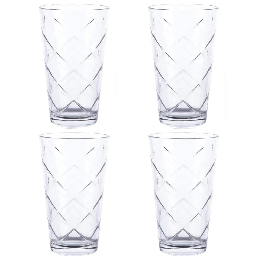 Lattice 4-Piece 16 oz. Glass Tumbler Set - Hercitys