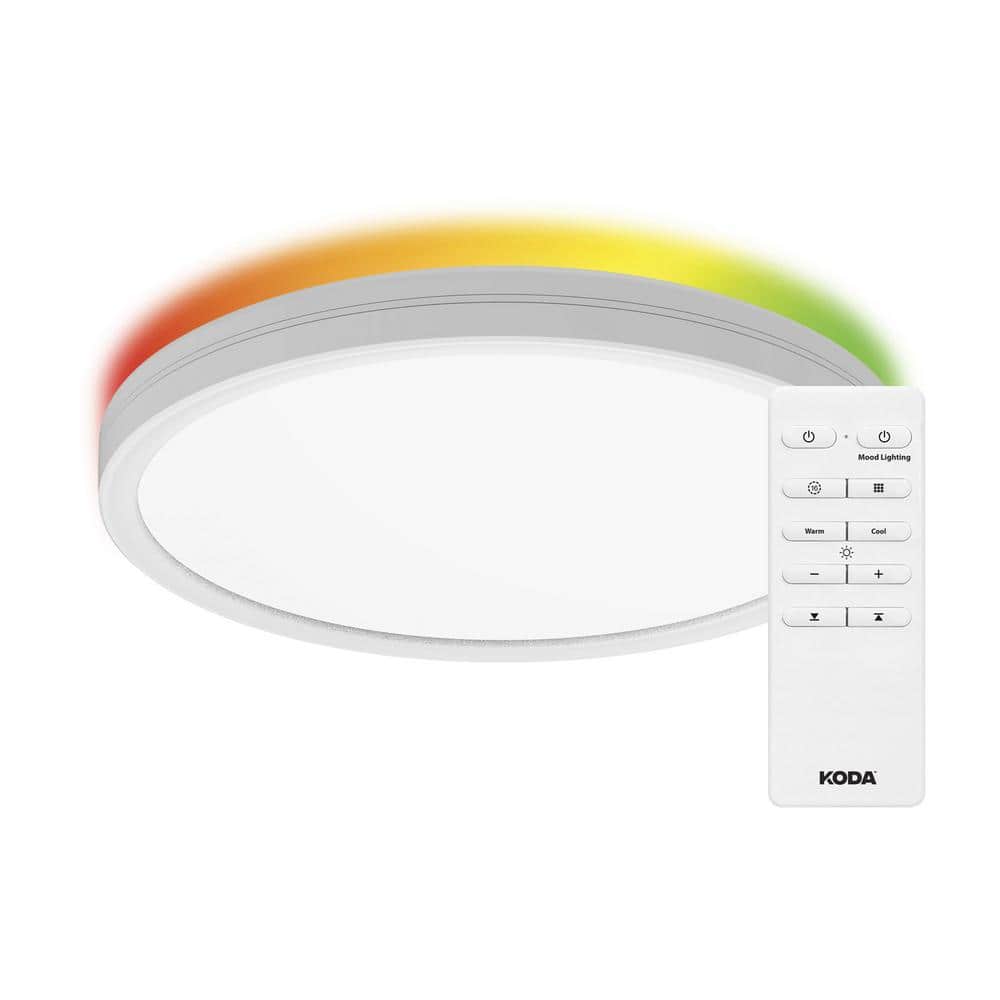 Slim 12 in. White LED Ceiling Light with Mood Light Flush Mount - Hercitys