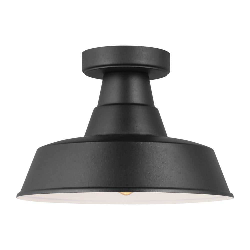 Barn Light 1-Light Black Exterior Outdoor Flush Mount Ceiling Light - Hercitys