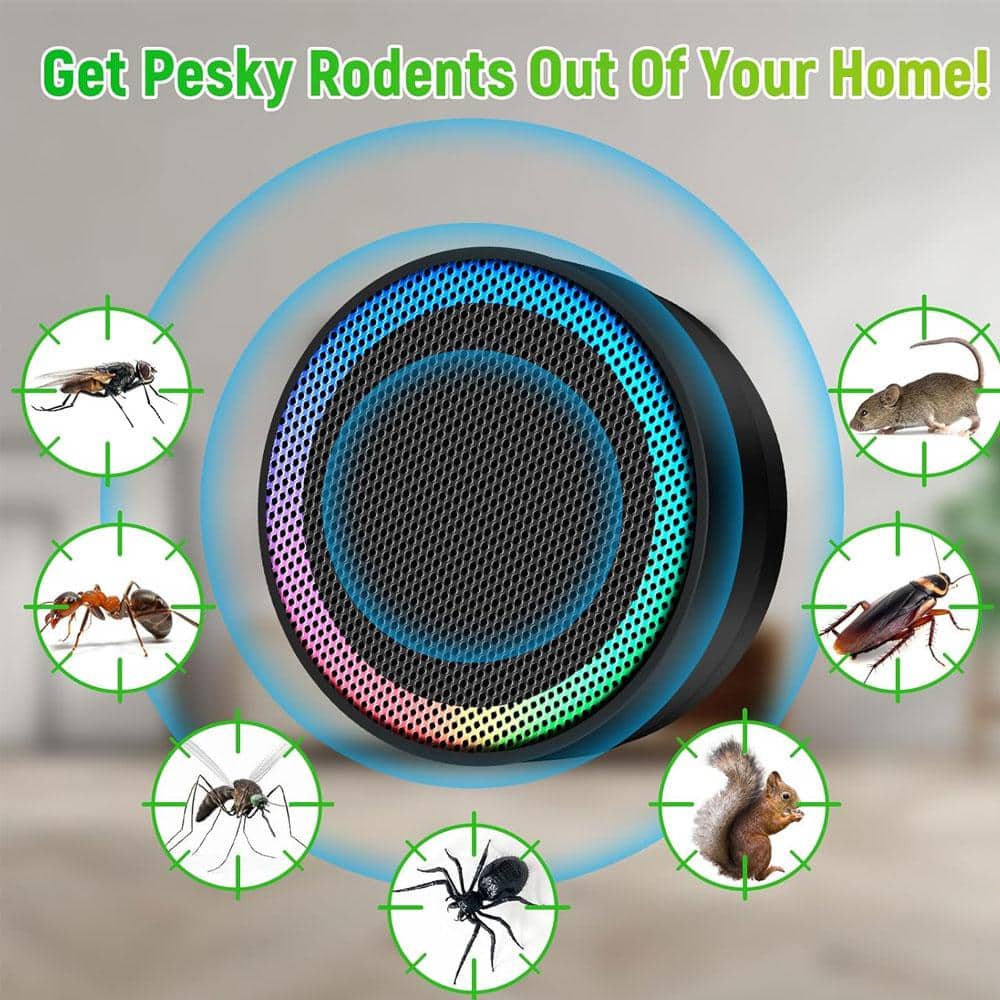 Black Ultrasonic Mouse Control Plug-in Repellent, Mini Pest Prevention Device Mouse, Rodent, Roach, Mosquito (2-Pack) - Hercitys