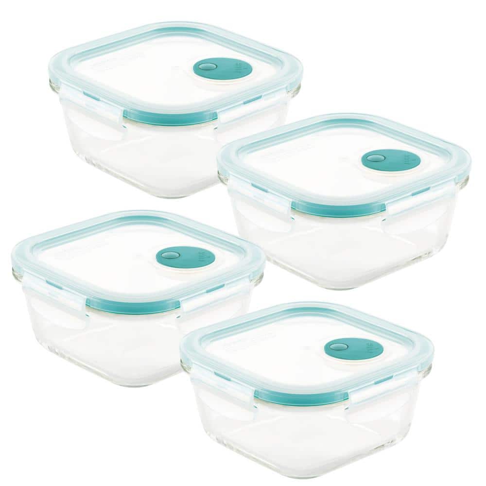Performance 4-Piece Glass Vented Food Storage Containers, 17-Ounce Set - Hercitys