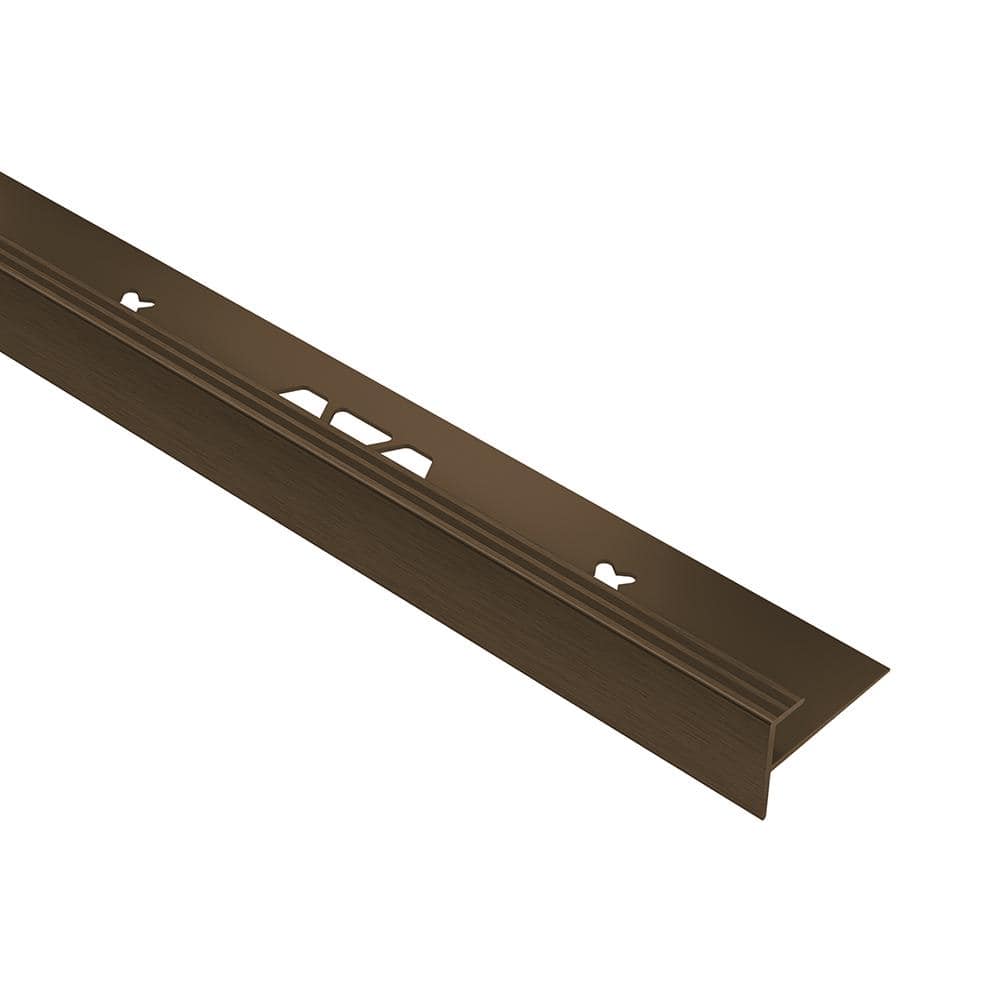 Vinpro-Step Brushed Antique Bronze Anodized Aluminum 3/16 in. x 8 ft. 2-1/2 in. Metal Resilient Tile Edge Trim - Hercitys