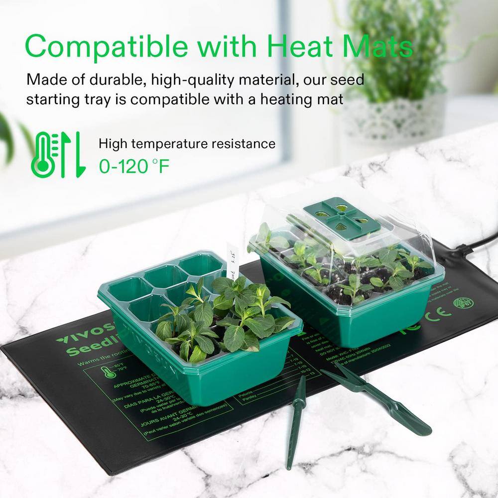 72-Cell Seed Starter Kit with 10 in. x 20.75 in. Seedling Heat Mat and Controller (6-Pack) - Hercitys