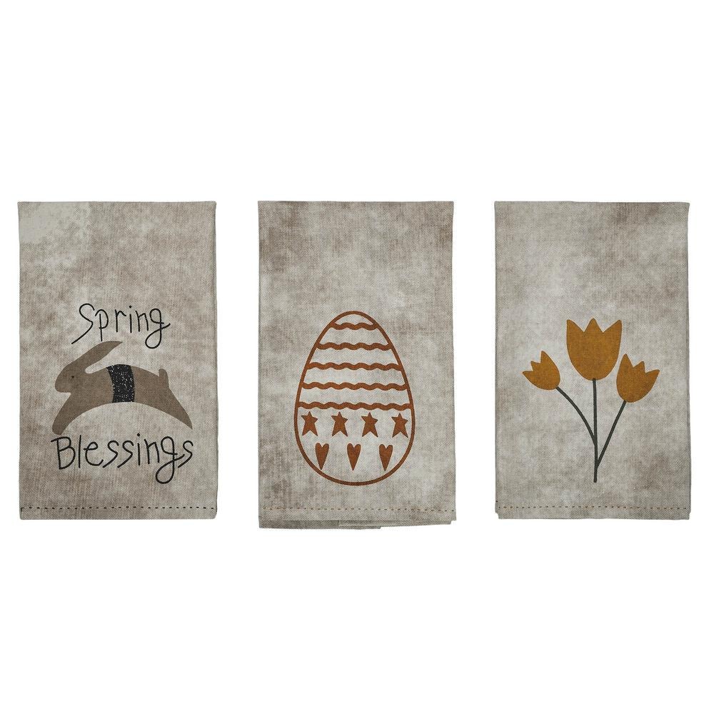 Spring In Bloom Tan Novelty Cotton Kitchen Tea Towel Set (Set of 3) - Hercitys