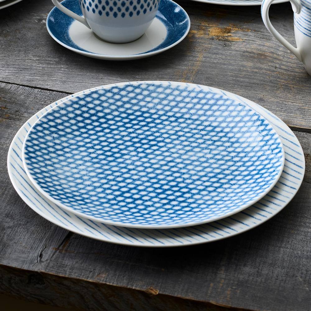 Blue Hammock 12-Piece Coupe (Blue) Porcelain Dinnerware Set, Service for 4 - Hercitys