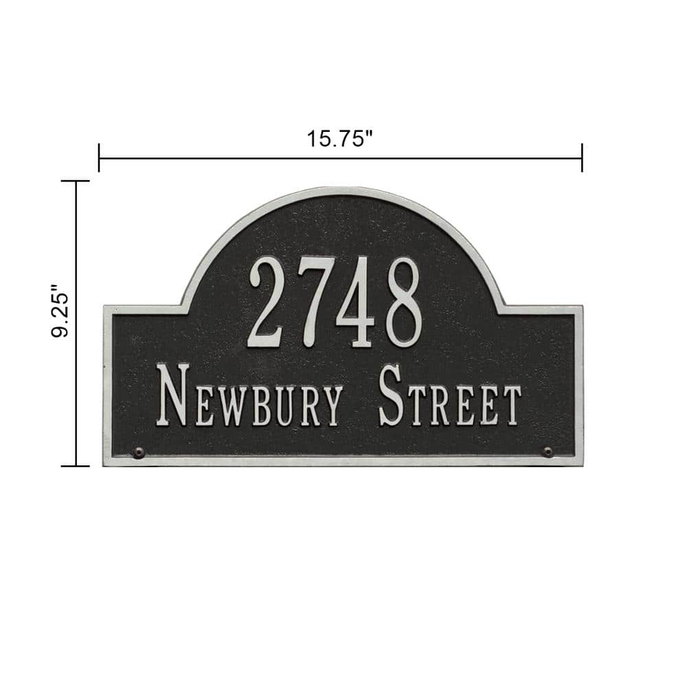 Arch Marker Standard Black/Silver Lawn 2-Line Address Plaque - Hercitys