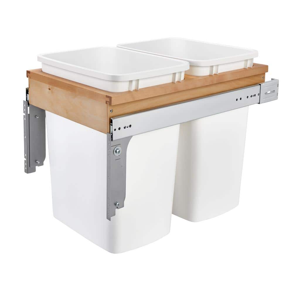 White Double Pull Out Top Mount Trash Can 35 Qt - Hercitys