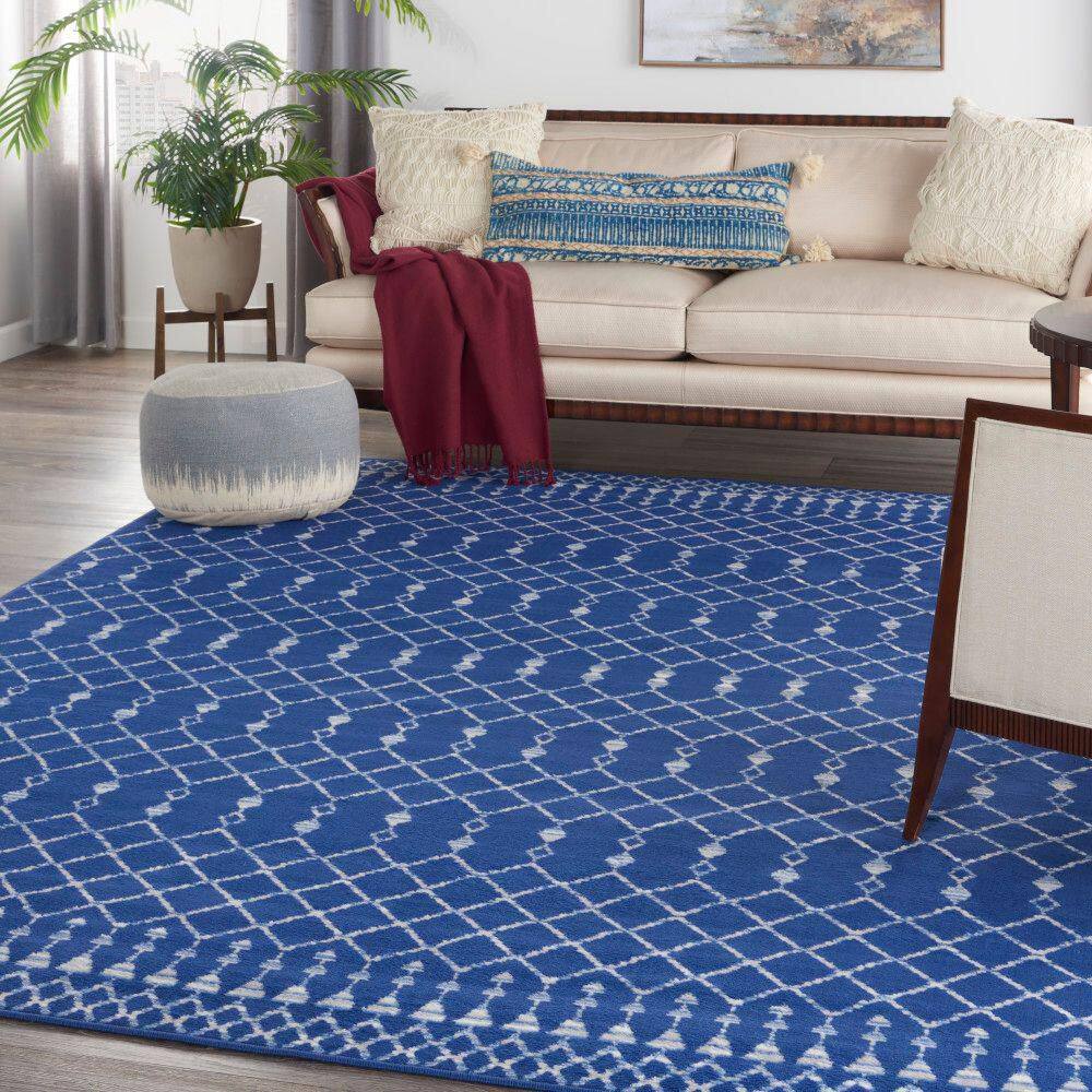Whimsicle Navy 9 ft. x 12 ft. Tribal Moroccan Contemporary Area Rug - Hercitys