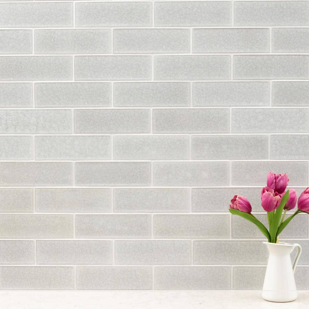 Frosted Icicle 3 in. x 9 in. Glass Subway Wall Tile (3.8 sq. ft./Case) - Hercitys