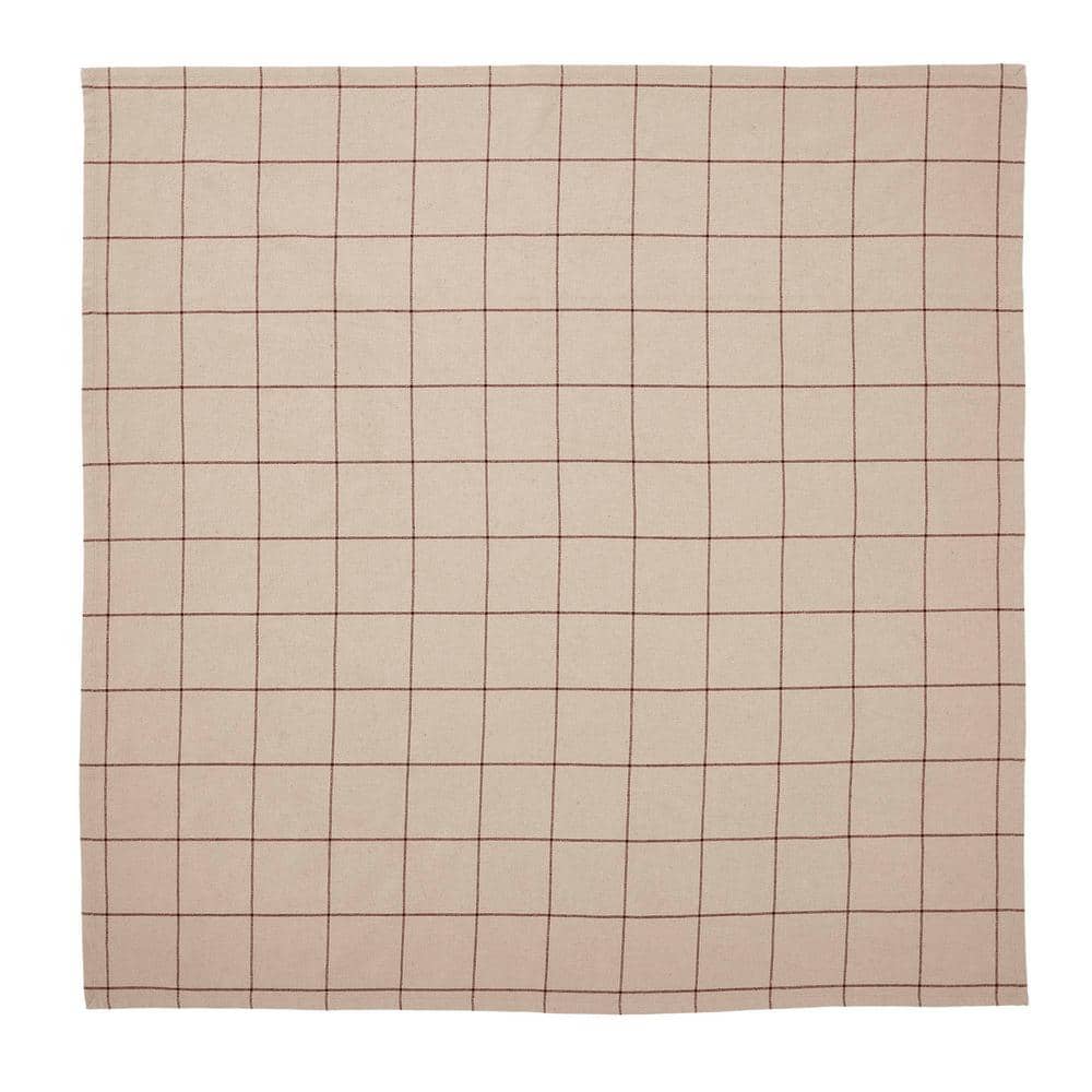 Connell 40 in. W x 40 in. L Tan, Burgundy Windowpane Cotton Blend Tablecloth Topper - Hercitys