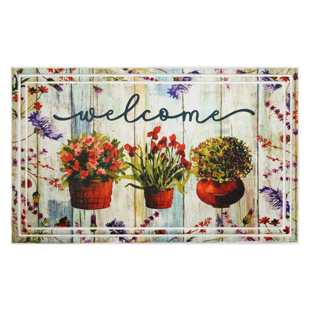 Plant Welcome Multi-Colored 18 in. x 30 in. Indoor/Outdoor Doormat - Hercitys