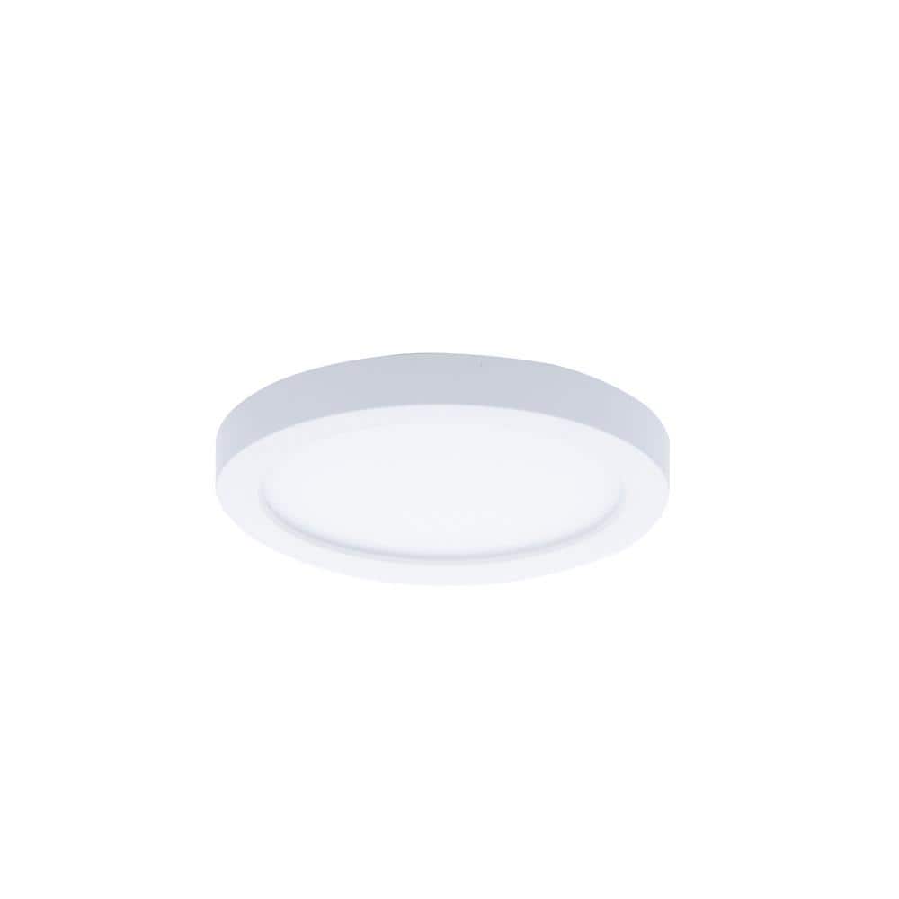 Round 5 in. 1-Light White LED Flush Mount 3000K - Hercitys