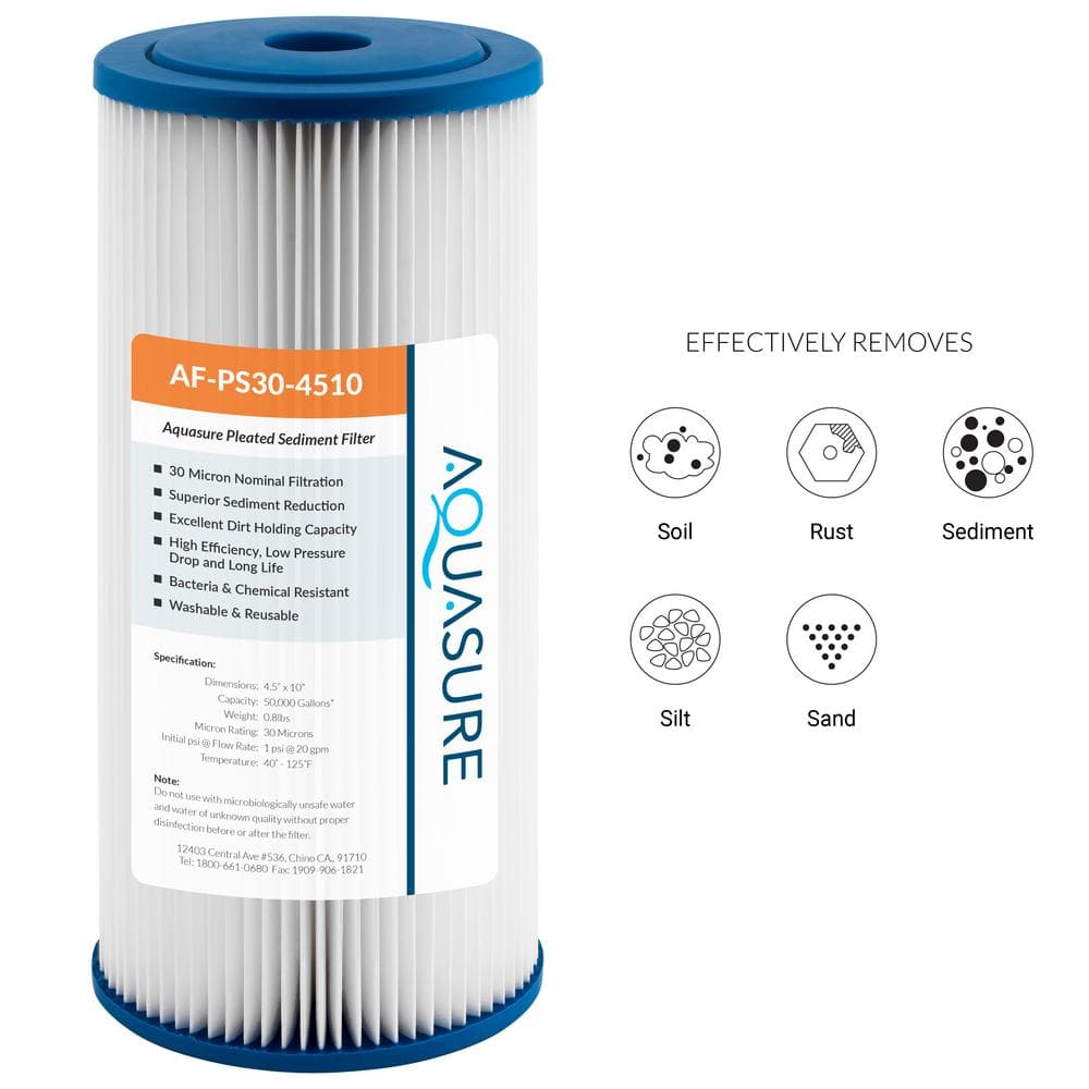 Fortitude 10 in. 30 Micron Pleated Sediment Whole House Water Filter - Hercitys