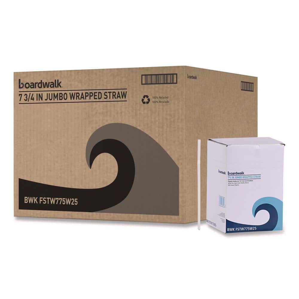 White Flexible Wrapped Disposable Plastic Straws, 7.75 in., 500/Pack, 20 Packs/Carton - Hercitys