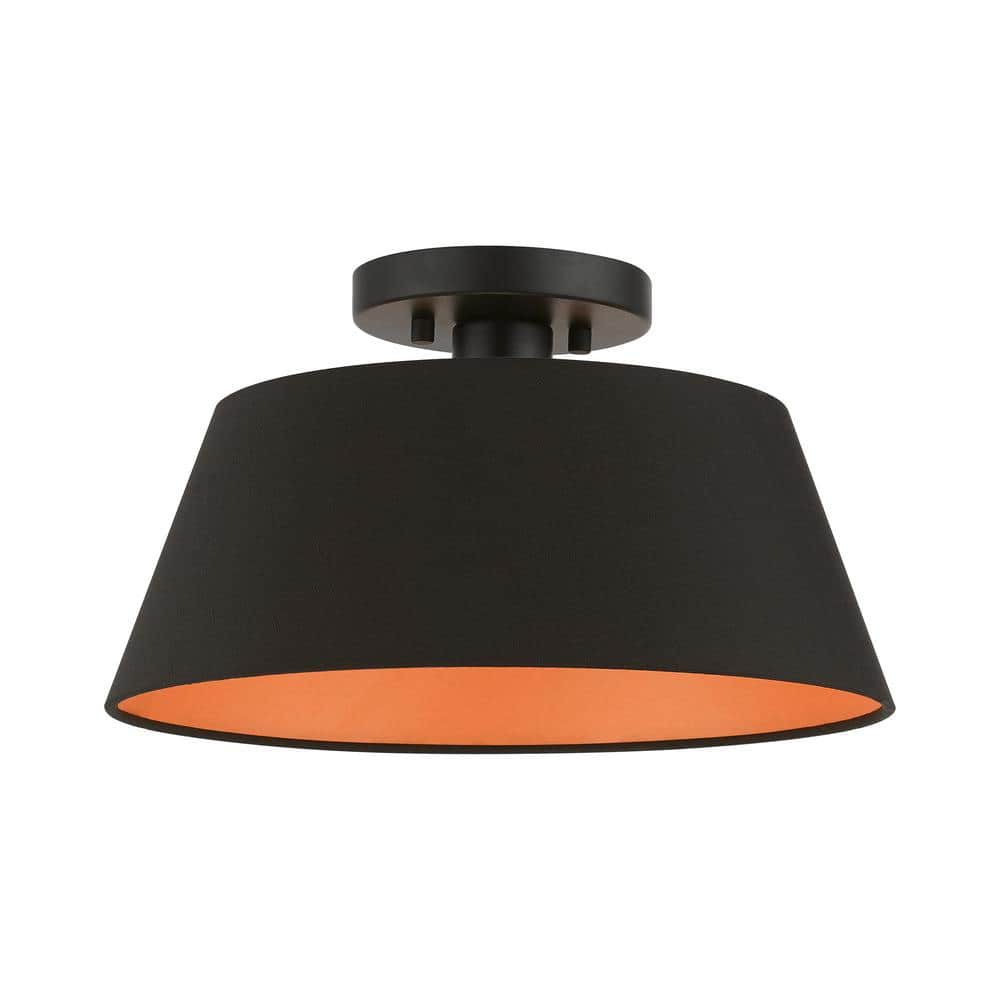 Palma 13 in. 1-Light Black Semi-Flush Mount - Hercitys