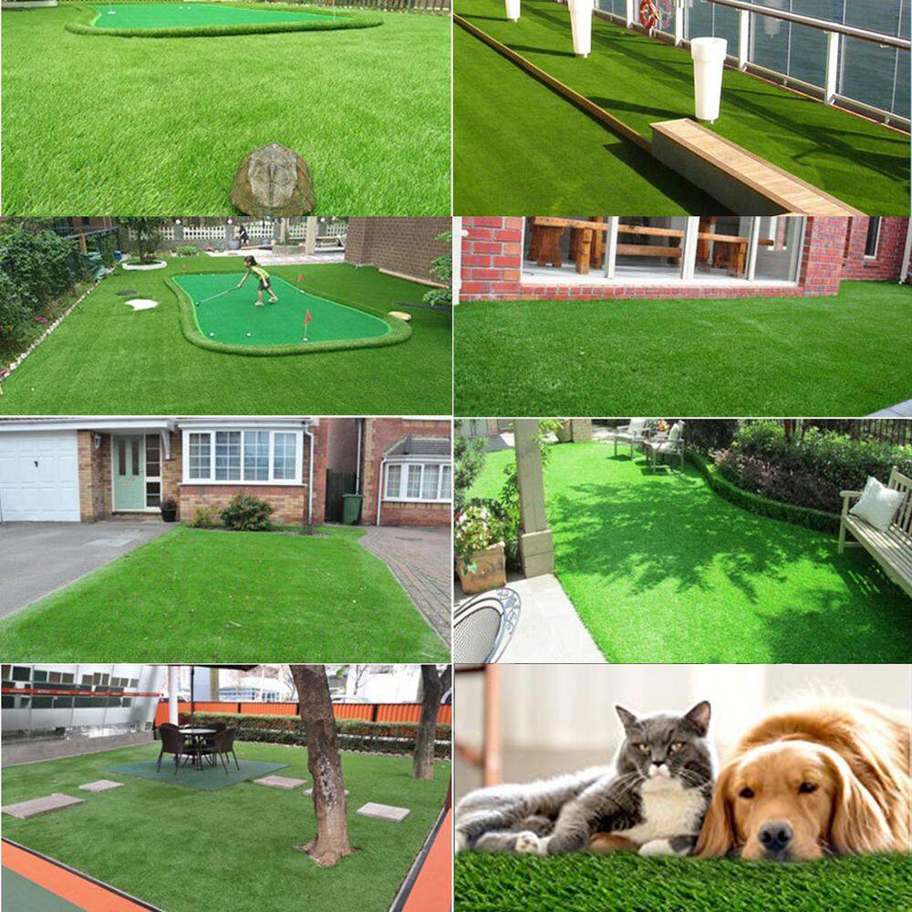 6 ft. x 8 ft. Green Artificial Grass Carpet 1.18 in. Mat for Outdoor Garden Landscape Balcony Dog Grass Rug - Hercitys