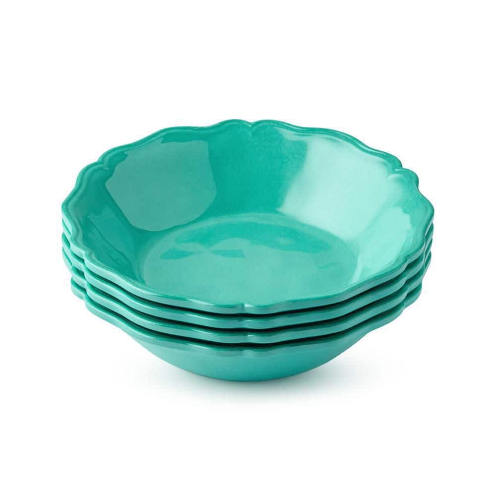 Isabella 16 fl. oz. Teal Melamine All Purpose Bowl (Set of 4) - Hercitys