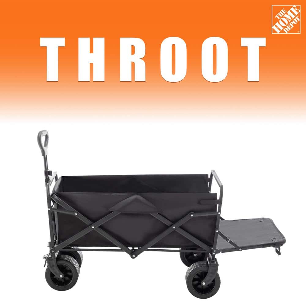 8.75cu. ft. (36 in. x 21 in. x 20 in.), Black Metal Oversized Outdoor Folding Garden Carts, Expandable Side Pockets - Hercitys