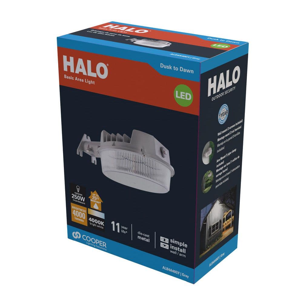 ALB 250-Watt Equivalent Integrated LED Gray Dusk to Dawn Area Light, 4000K - Hercitys