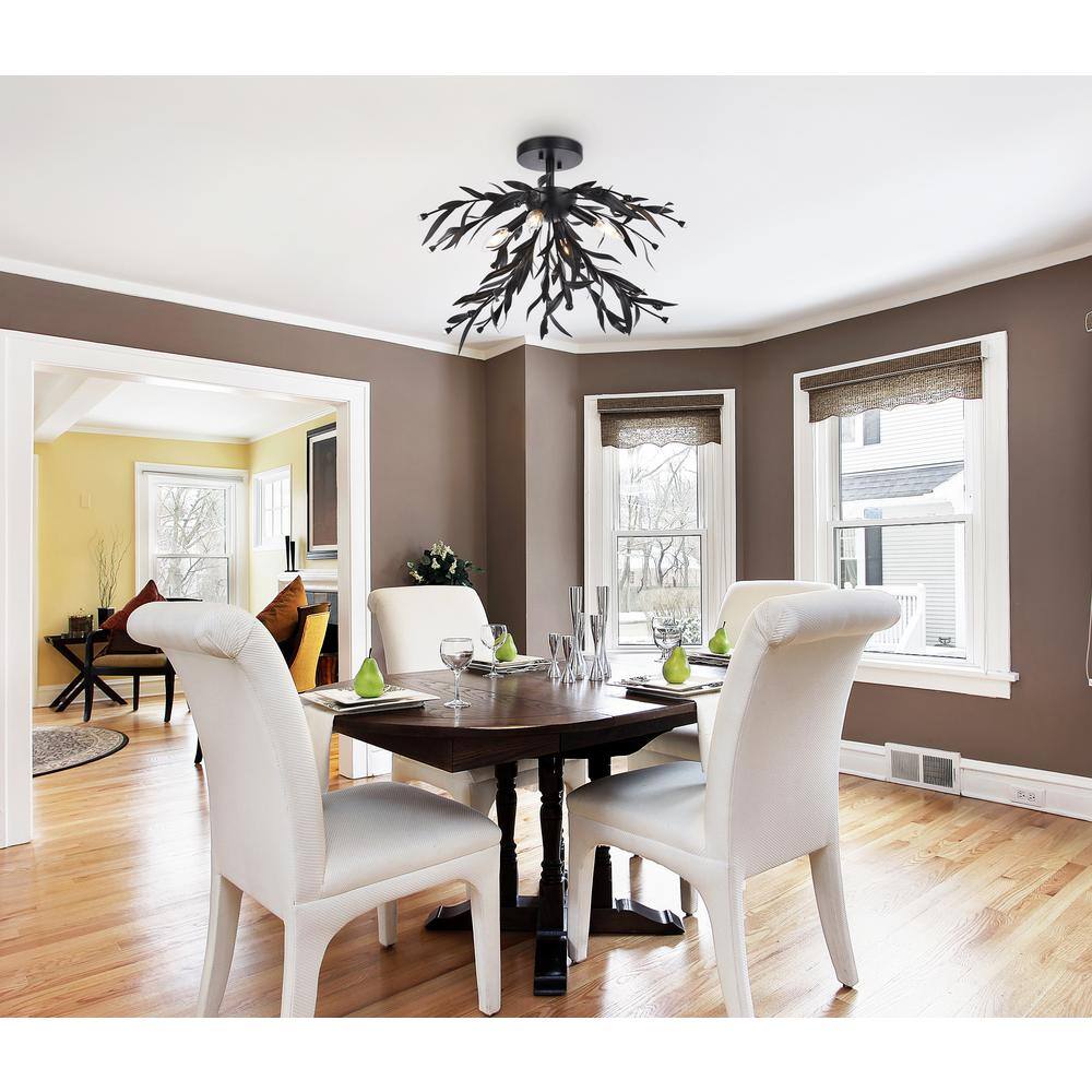 Timless Home 23 in. 4-Light Midcentury Modern Black Flush Mount with No Bulbs Included - Hercitys