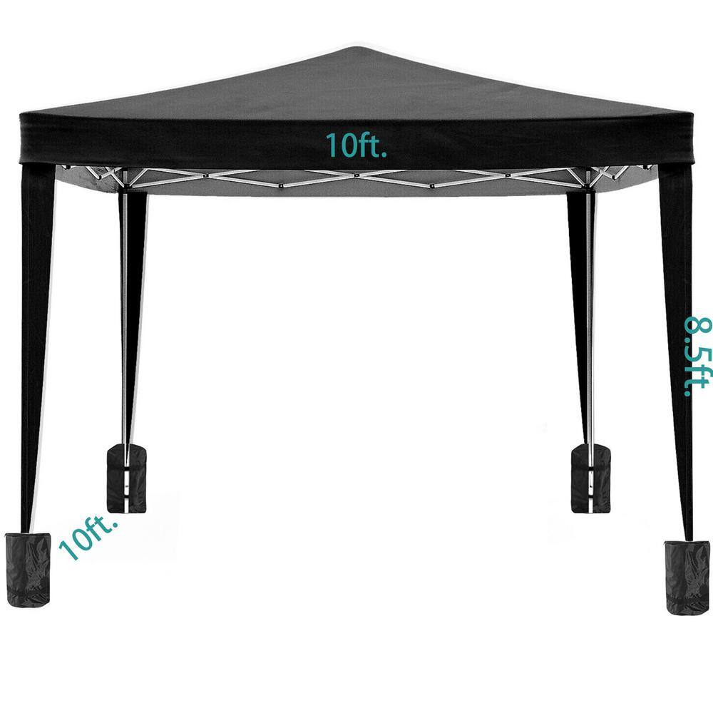 Black Roof Metal Portable Carport 10 ft. W x 10 ft. D x 8.5 ft. H with 4-Removable Sidewalls and Carry Bag - Hercitys