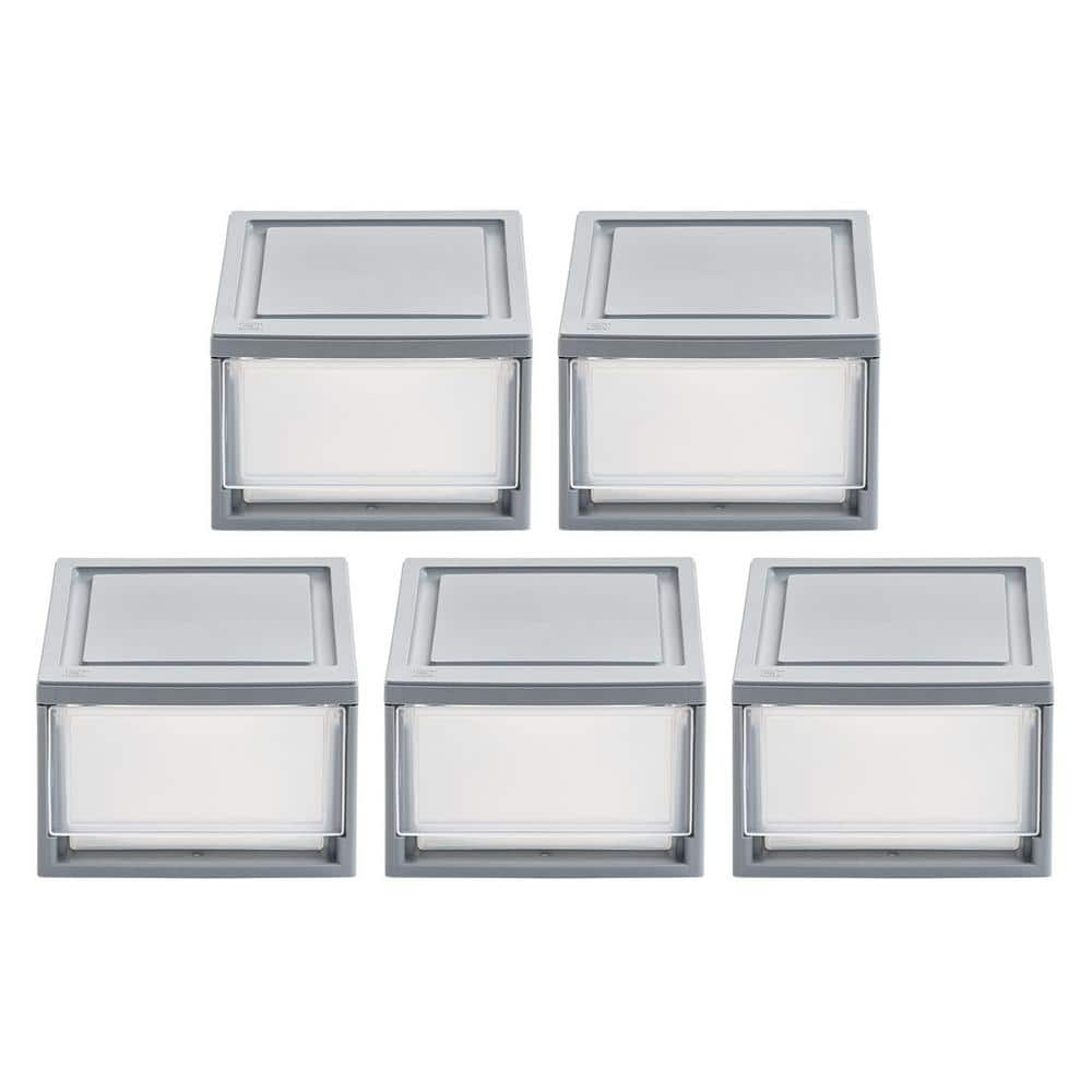 8.50 in. W x 5.38 in. H Gray Stackable Storage Drawer Single Drawer (5-Pack) - Hercitys