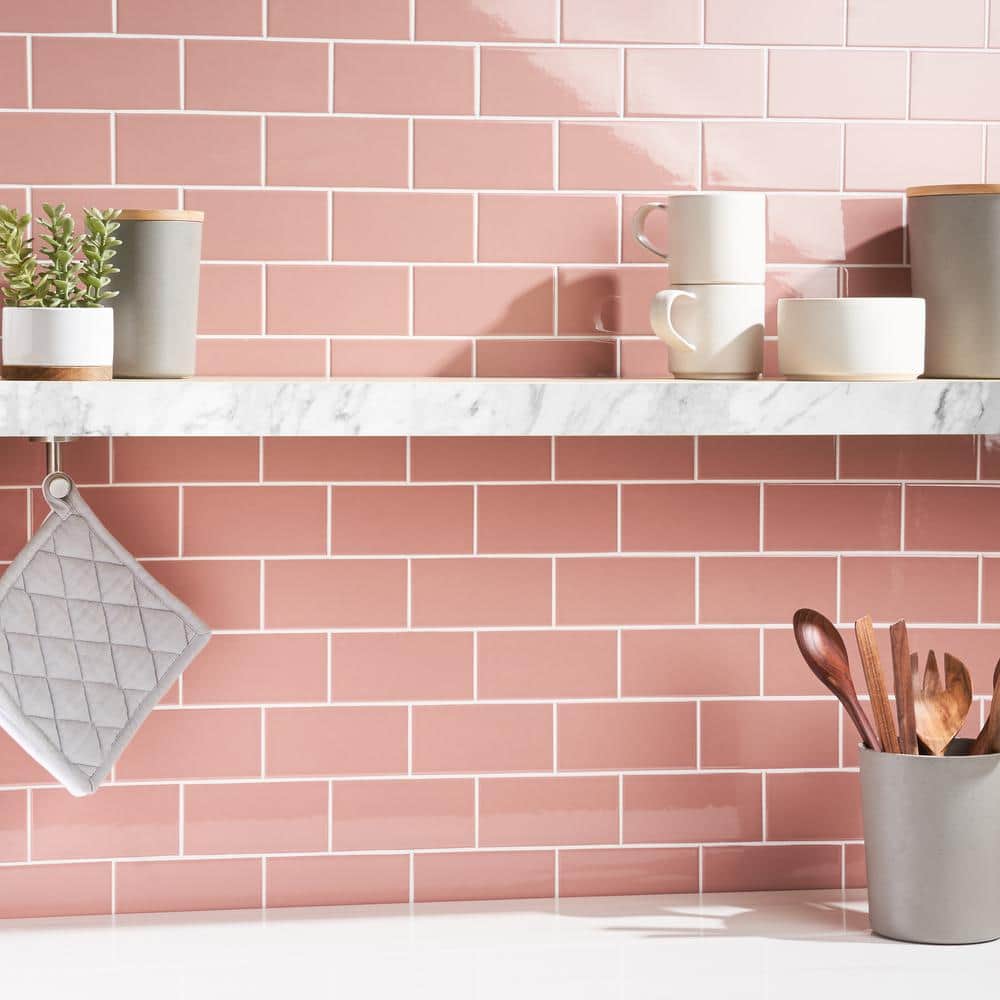 Remington Pink 2.95 in. x 5.9 in. Polished Porcelain Wall Tile (5.32 sq. ft./Case) - Hercitys