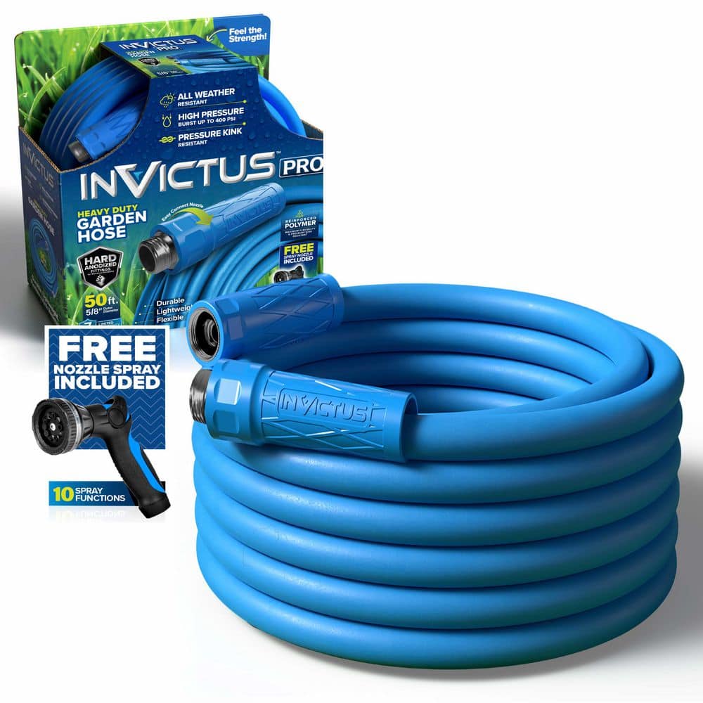Professional 5/8 in. Outer Dia x 50 ft. Reinforced Polymer 400PSI Hard Anodized Fitting Kink Resistant Garden Hose - Hercitys