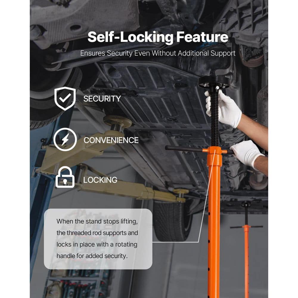 Underhoist Support Stand, 3/4 Ton Capacity Under Hoist Jack Stand, from 38.4 to 75.4 in., Bearing Mounted Spin Handle - Hercitys