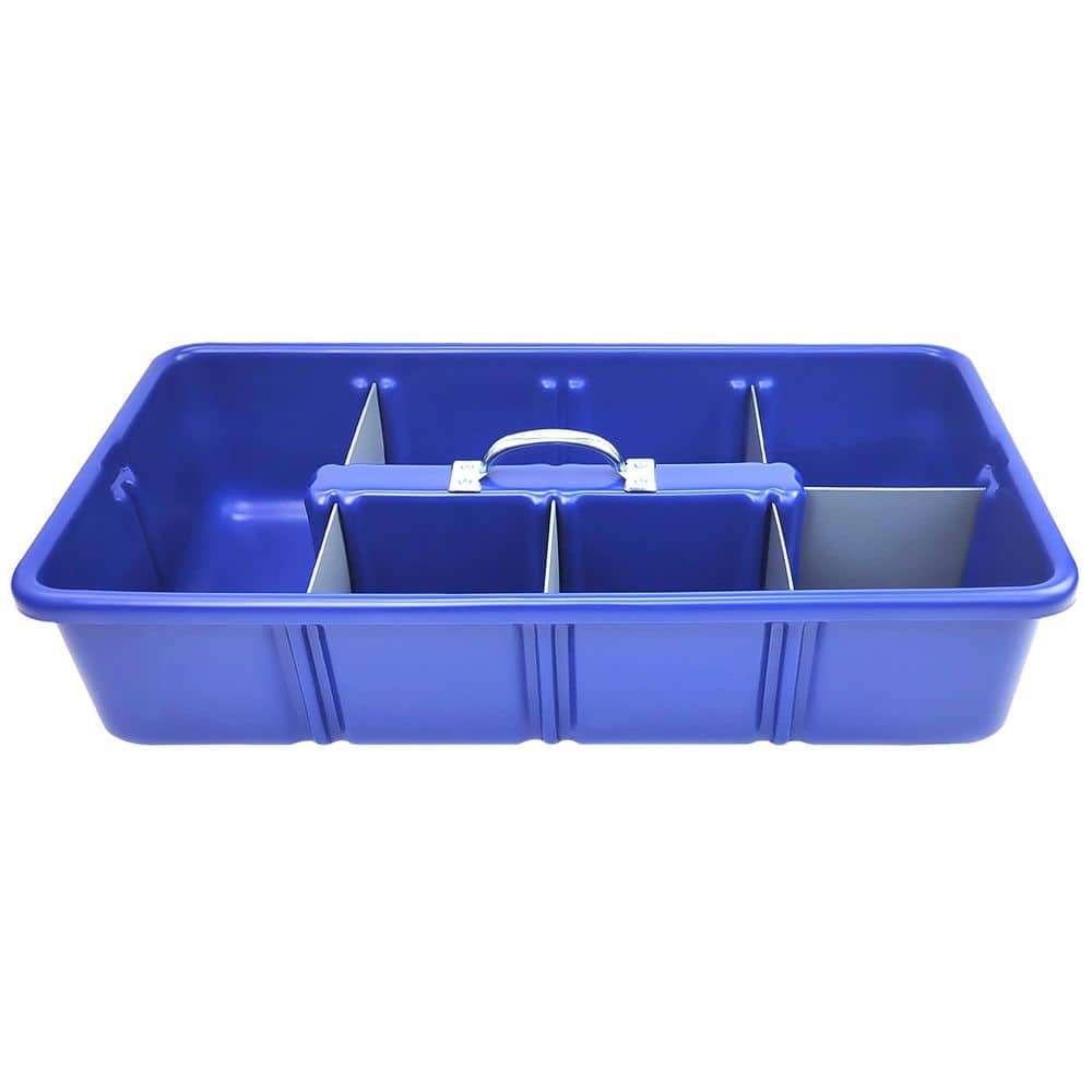 Professional Grade 25 in. Blue Polyethylene Tote Tray with 6-Dividers - Hercitys