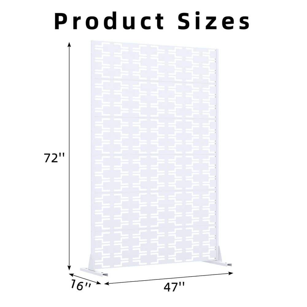 72 in. x 47 in. White Galvanized Steel Garden Fence - Hercitys