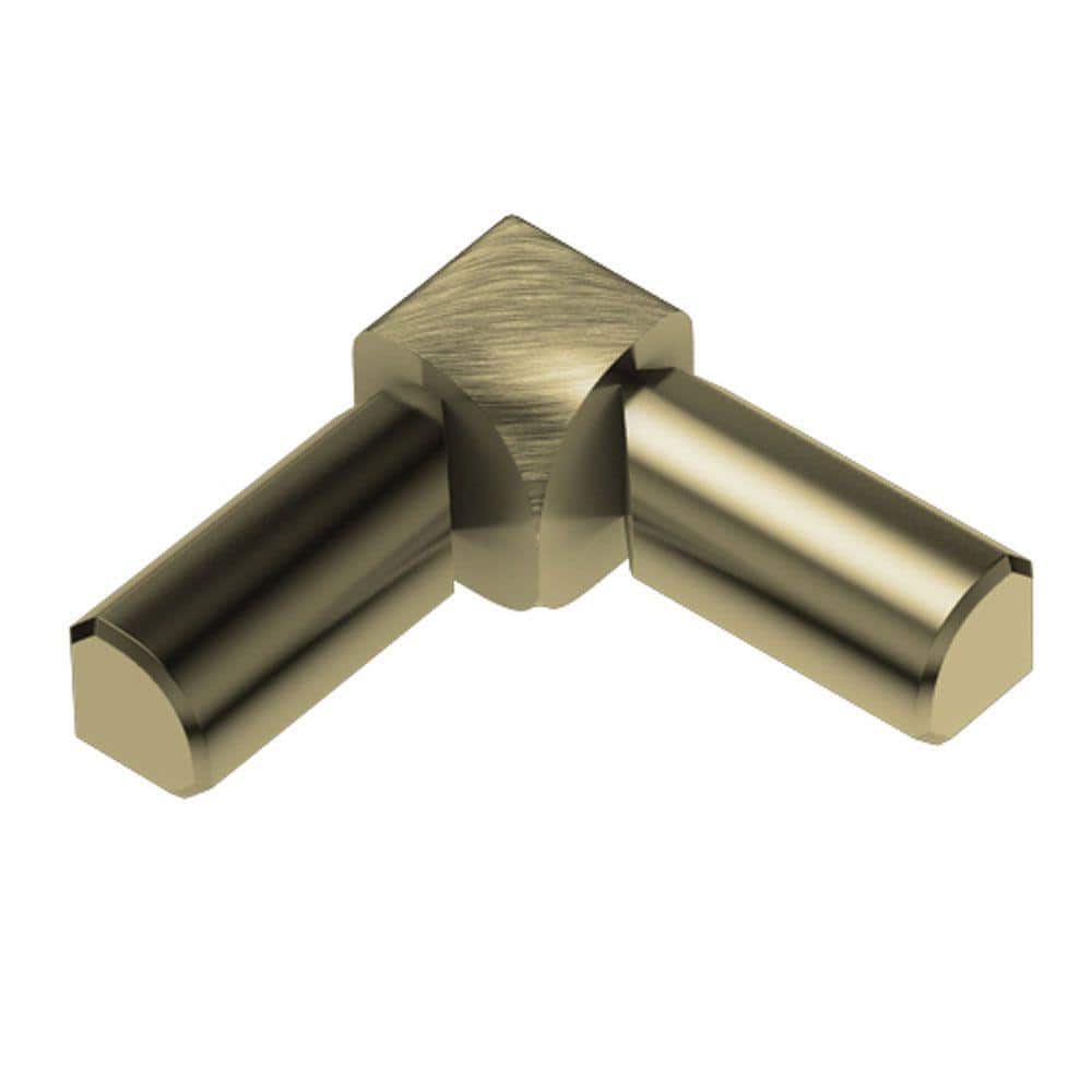 Rondec Brushed Brass Anodized Aluminum 1/2 in. x 1 in. Metal 90° Double-Leg Inside Corner - Hercitys