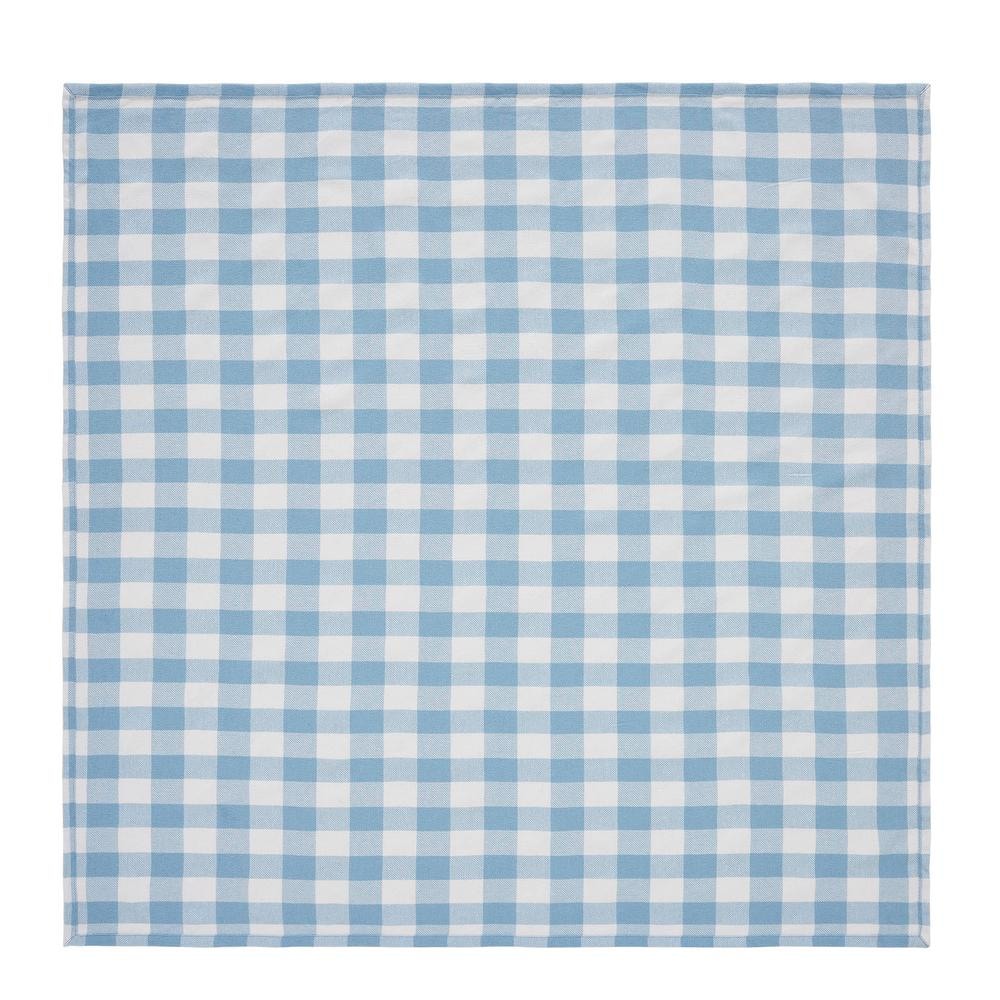 Annie 40 in. W x 40 in. L Blue Buffalo Check Cotton Blend Tablecloth Topper - Hercitys