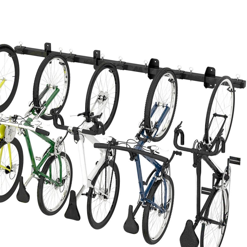 68 in. Wall Mount Bike Rack Bicycle Storage Hanger with 5 Adjustable Hooks Indoor Bicycle Organizer - Hercitys