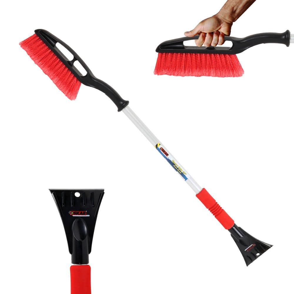 Heavy Duty 35 in. Snow Brush with Ice Scraper, Ergonomic Power Scraping Grip Design, Red/Black - Hercitys
