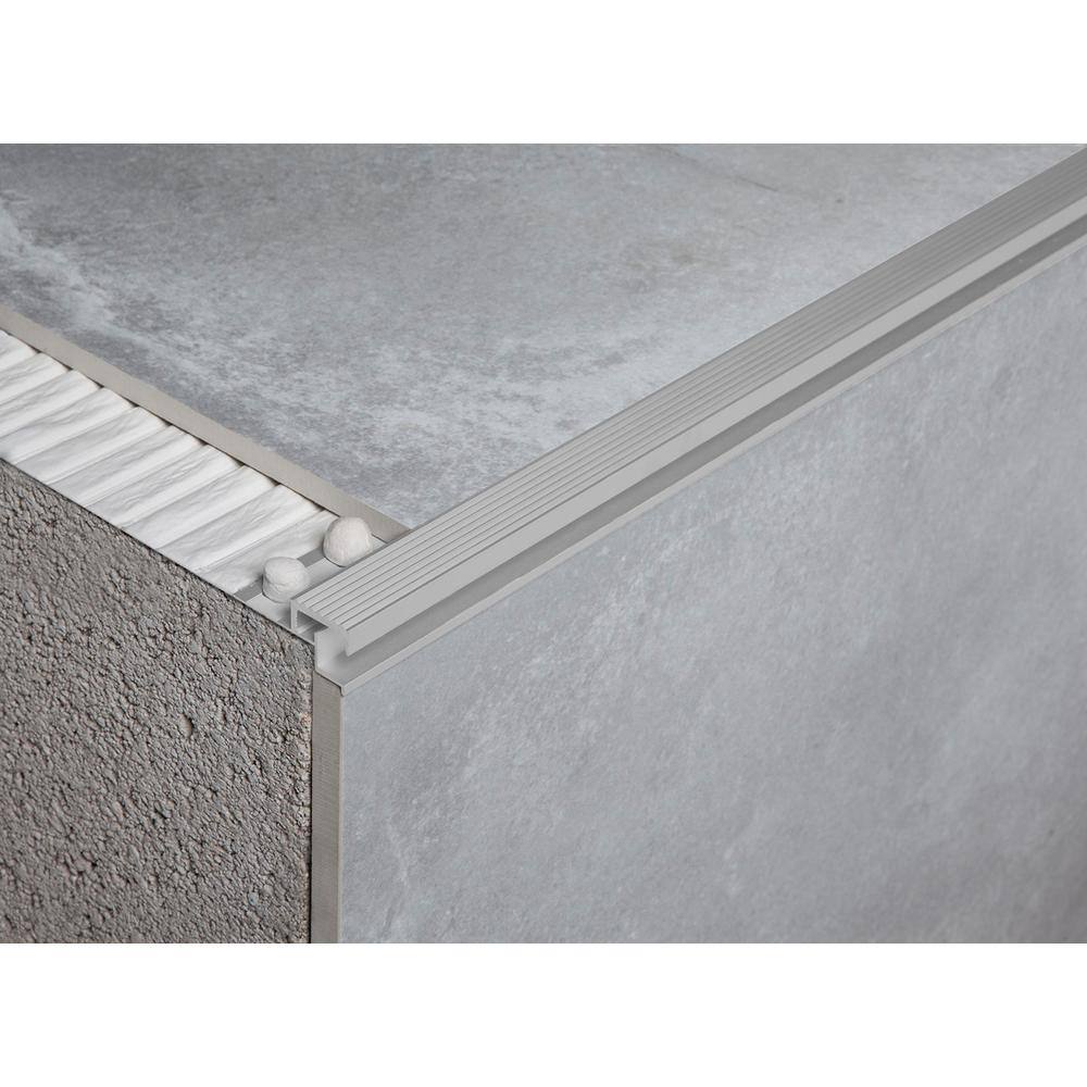 Npeldano Eclipse Silver 0.375 in. D x 0.375 in. W x 98.4 in. L stair nosing shape Aluminum Molding and Transition Trim - Hercitys