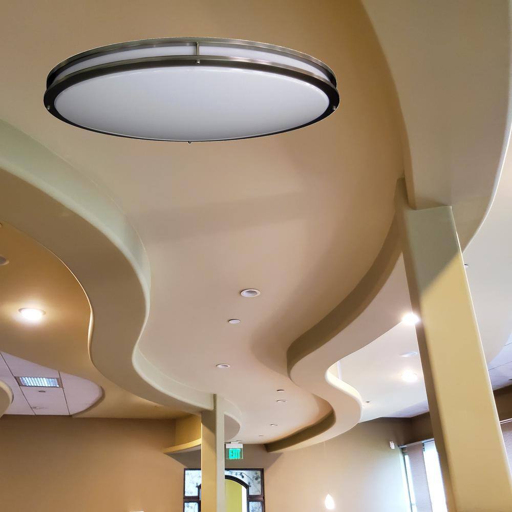 JR 32 in. 1-Light Nickel LED Flush Mount Light 3000K - Hercitys