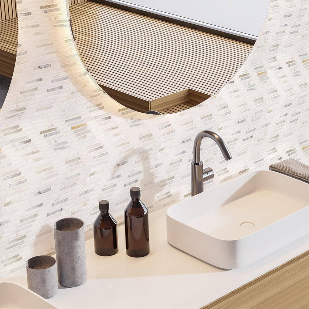 Lightspeed White/Gold 12.5 in. x 11.875 in. Chevron Polished Calacatta Thassos/Marble Mosaic Tile (10.30 sq. ft./Case) - Hercitys