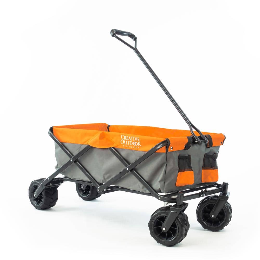 7 cu.ft. Metal Folding Garden Cart in 2-Tone Orange/Gray - Hercitys