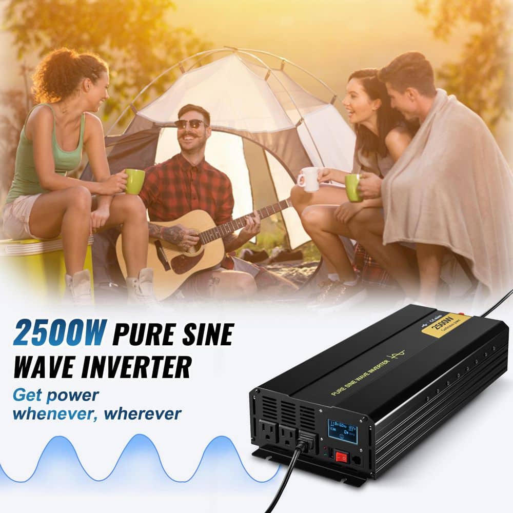 Pure Sine Wave Inverter 2500 Watt Power Inverter DC 12-VOLT to AC 120-VOLT Car Inverter with USB Port - Hercitys