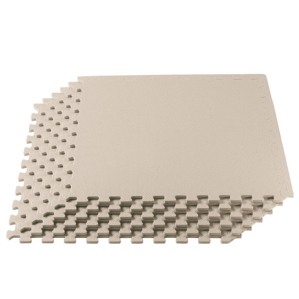 Sand 24 in. W x 24 in. L x 3/8 in.Thick Multipurpose EVA Foam Exercise/Gym Tiles (4 Tiles/Pack) (16 sq. ft.) - Hercitys