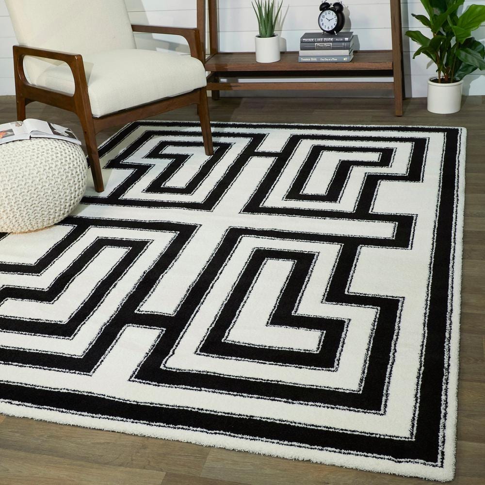 Vincent White 5 ft. x 7 ft. Art Deco Area Rug - Hercitys