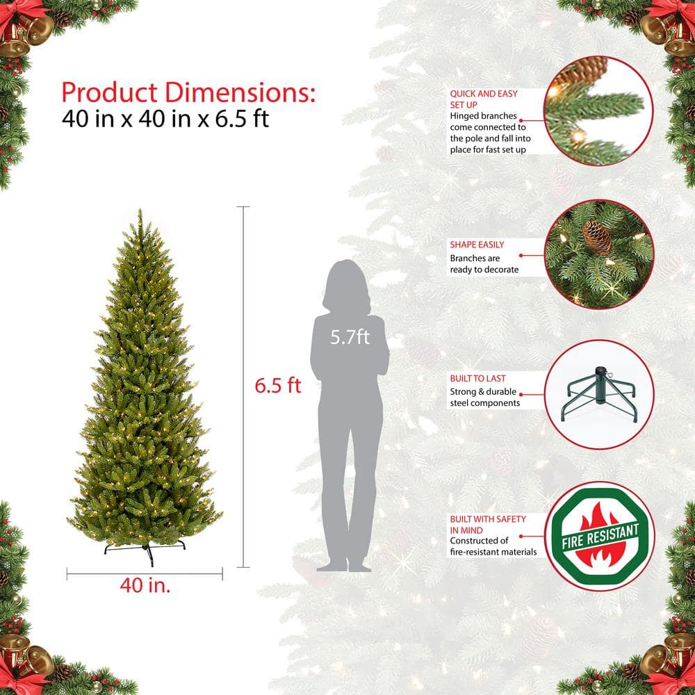 6.5 ft. Prelit Incandescent Slim Fraser Fir Artificial Christmas Tree with 350 UL-Listed Clear Lights - Hercitys