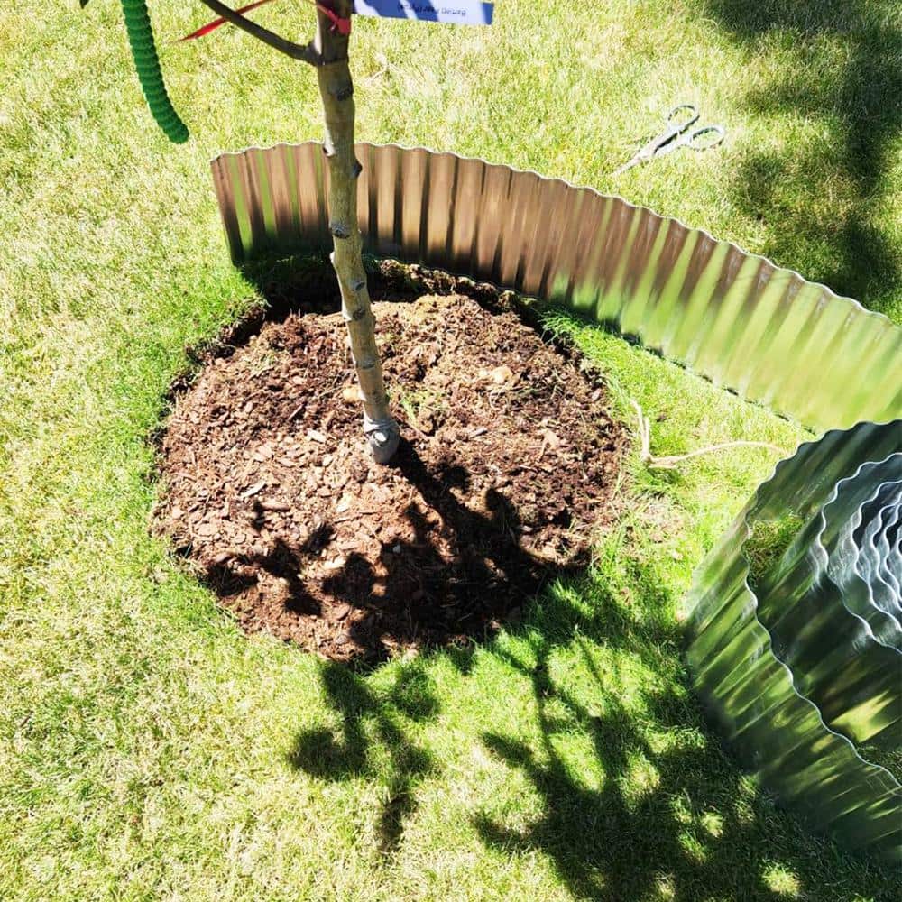 6 in. x 480 in. Sturdy Corrugated Silver Metal Garden Landscape Border Edging Perfect for Patio DIY - Hercitys