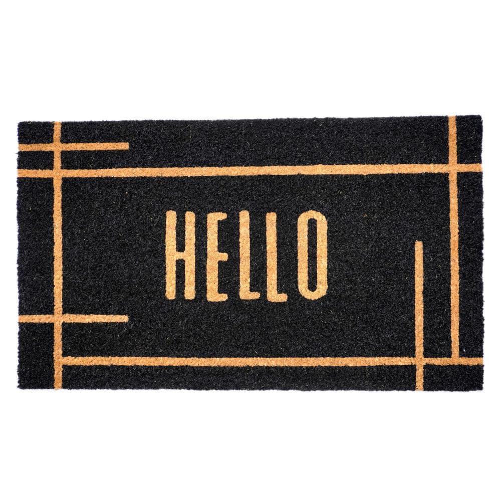 Modern Black Hello 3 in. x 6 in. Door Mat - Hercitys